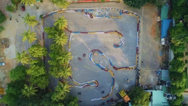 Aerial view of the go-kart track layout